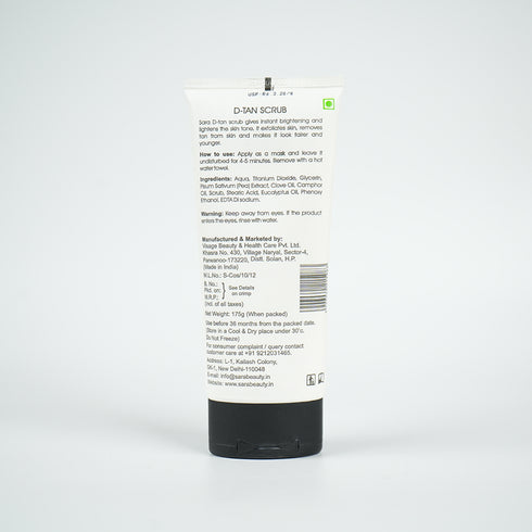 Sara Oxy D-TAN® Scrub for Skin Tone Correction for Oily and Blemish Prone Skin | De-tan for Men and Women | Pack of 2 | 2x175g